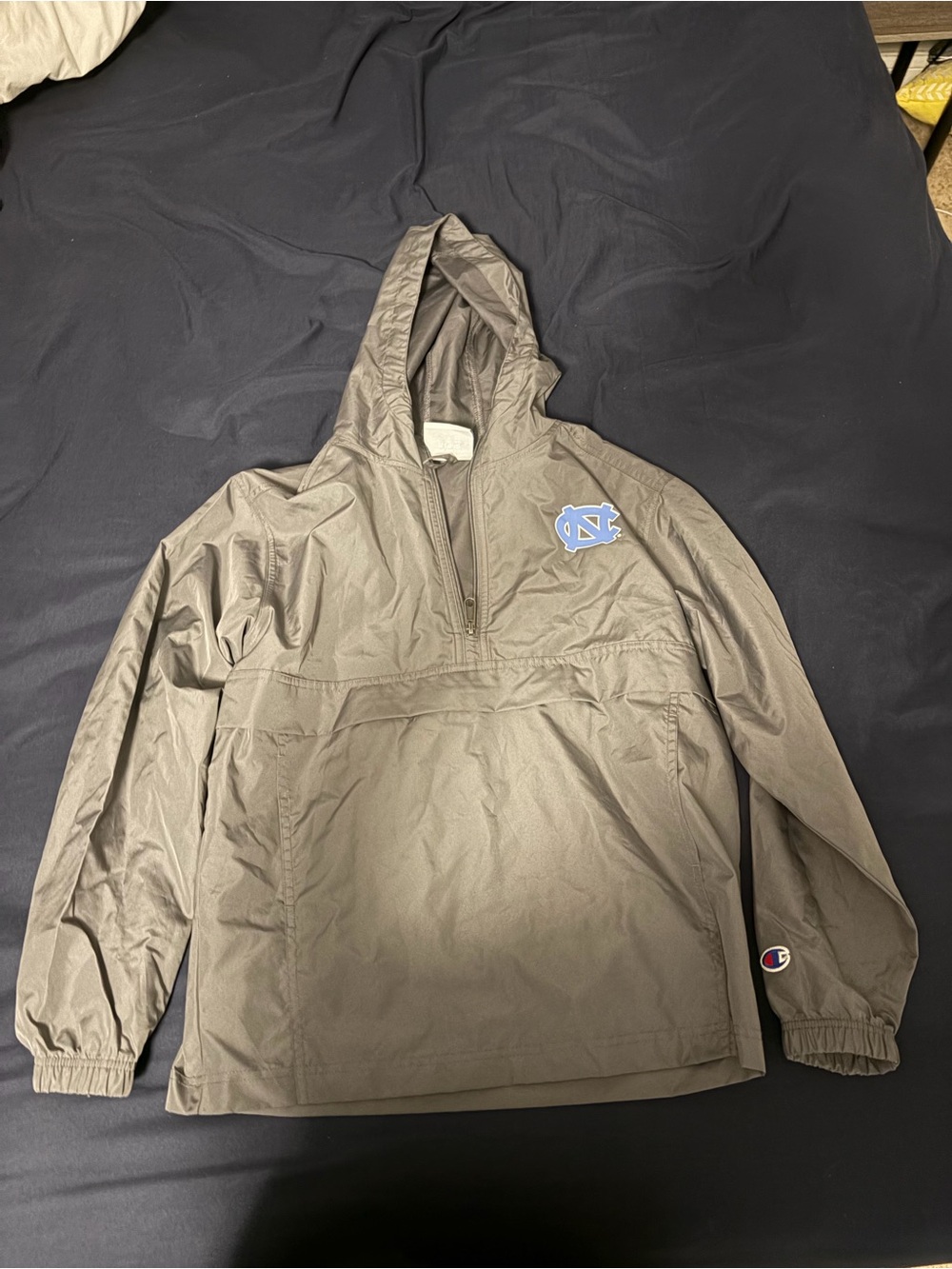 Champion Kids Olive Hooded Pullover Windbreaker with Tarheel Logo